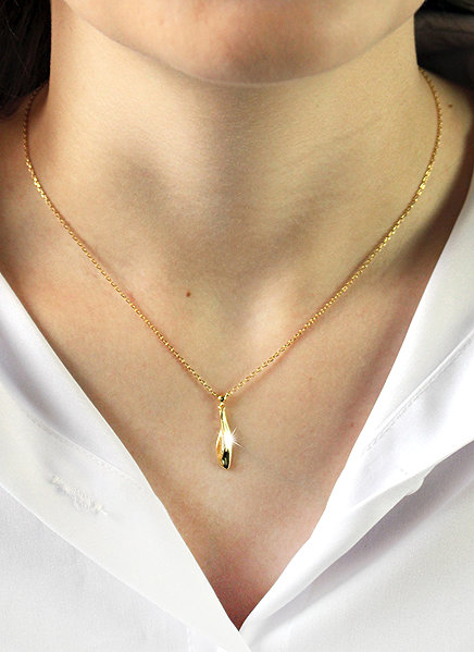 JSB Bijoux Irregularly Shaped Elongated Droplet Necklace Gold-Plated 92300587g (Ag925/1000, 2.17g).