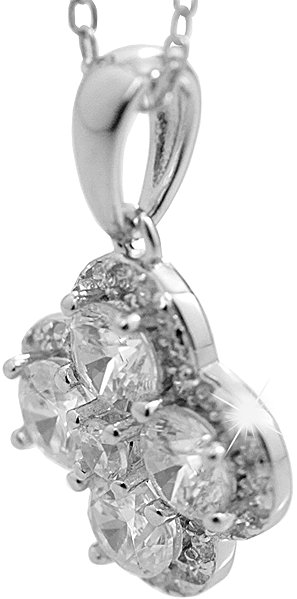 JSB Bijoux Crystal Cubic Zirconia Four-Leaf Clover Necklace 92300591cr (Ag925/1000, 2.01g).