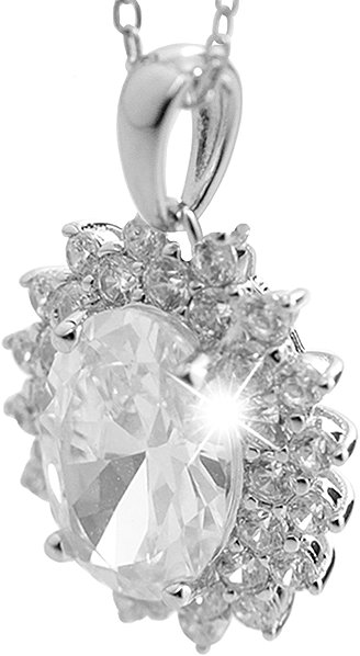 JSB Bijoux Large Ornate Oval with Crystal Cubic Zirconia Necklace 92300592cr (Ag925/1000, 2.88g).