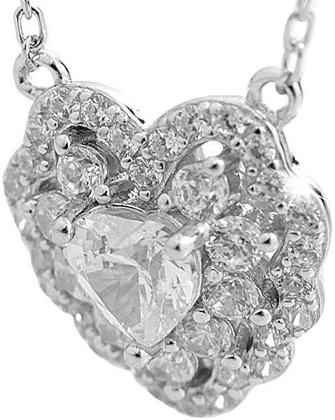 JSB Bijoux Necklace Large Decorated Heart with Crystal Cubic Zirconia 92300593cr (Ag925/1000, 2.88 g).