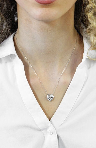 JSB Bijoux Necklace Large Decorated Heart with Crystal Cubic Zirconia 92300593cr (Ag925/1000, 2.88 g).