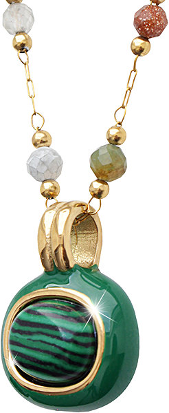 JSB Bijoux Necklace with a Real Stone and Beads, Green 61310288ggr.