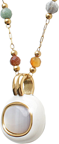 JSB Bijoux Necklace with a genuine stone and beads White 61310288gwh.