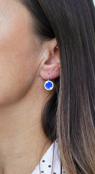 JSB Bijoux Opals with Swarovski crystal stones Dark Blue 92400025dbl (Ag925/1000, 2.1g) earrings.