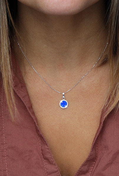 JSB Bijoux Opal Necklace with Swarovski Crystals Dark Blue 92300025dbl (Ag925/1000, 2.1g).