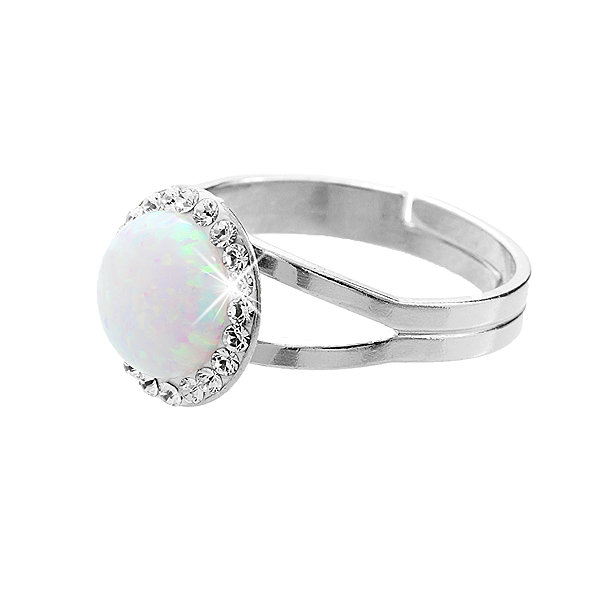 JSB Bijoux Opal ring with Swarovski crystals White 92300025wh (Ag925/1000, 2.3g).