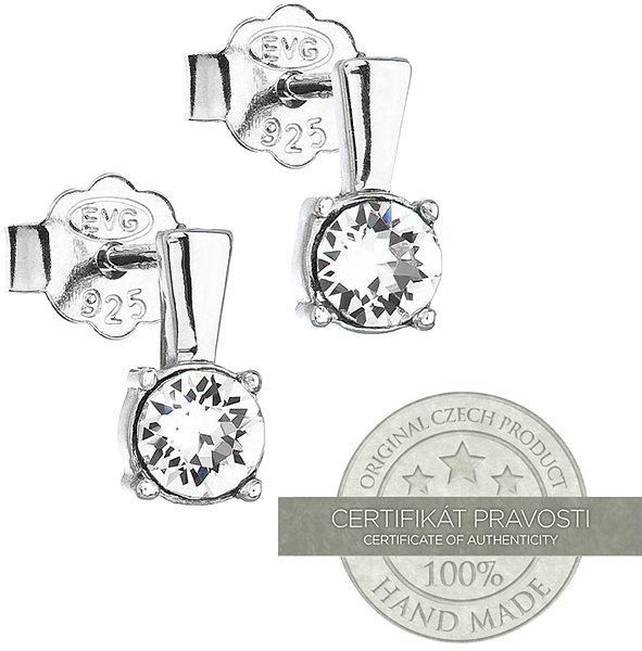 Náušnice EVOLUTION GROUP 31246.1 pecky kulaté dekorované krystaly Swarovski® (Ag925/1000, 0,8 g, bílé) ...