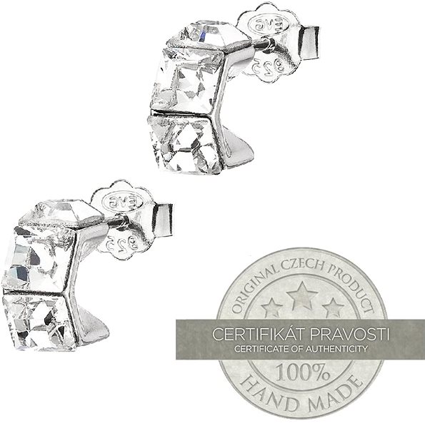 EVOLUTION GROUP 31253.1 stud earrings, cubes, decorated with Swarovski® crystals (Ag925/1000, 1.4 g, white).
