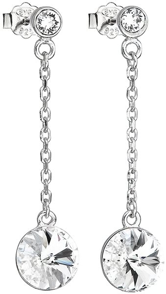 EVOLUTION GROUP 31270.1 drop earrings, round, decorated with Swarovski® crystals (Ag925/1000, 1.6g, white) .