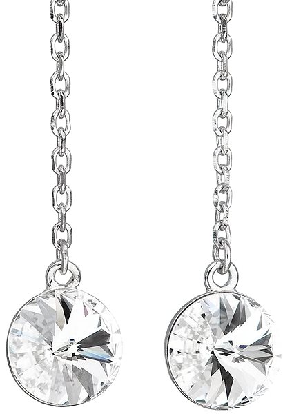 EVOLUTION GROUP 31270.1 drop earrings, round, decorated with Swarovski® crystals (Ag925/1000, 1.6g, white) .