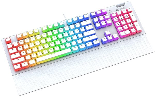 Gaming-Tastatur SPC Gear GK650K Omnis Onyx White Pudding Edition Kailh Red Seitlicher Anblick