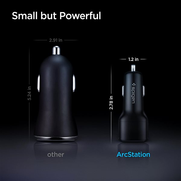 Auto-Ladegerät Spigen PowerArc ArcStation Car Charger Black 2-Port/USB-C PD 3.0 45W/USB-C PD 3.0 20W /Total 65W ...