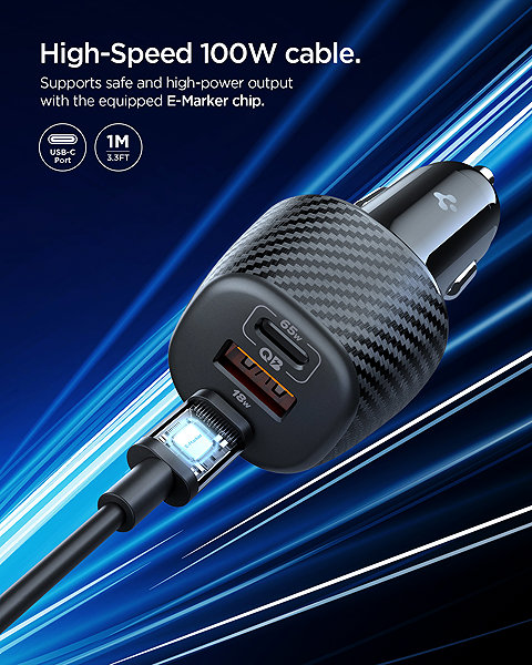 Nabíjačka do auta Spigen Essential 113 W Car Charger EV1133 Black ...