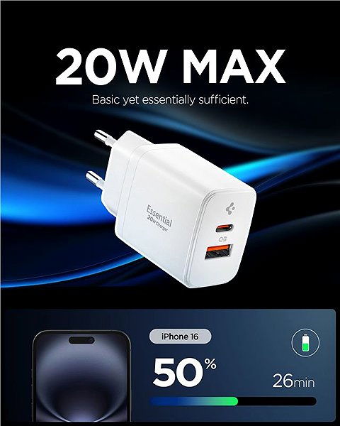 Netzladegerät Spigen Essential 20 W Wall Charger EE202EU White ...