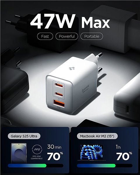 Netzladegerät Spigen Essential 47 W Wall Charger EE473EU White ...