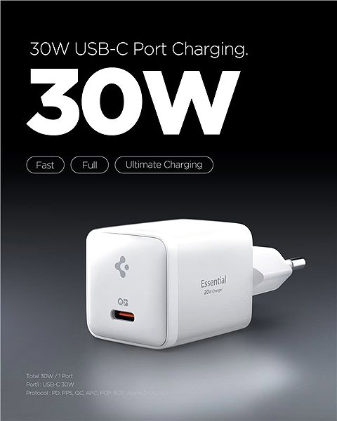 Wall Charger Spigen Essential 30W Wall Charger EE301EU All White ...