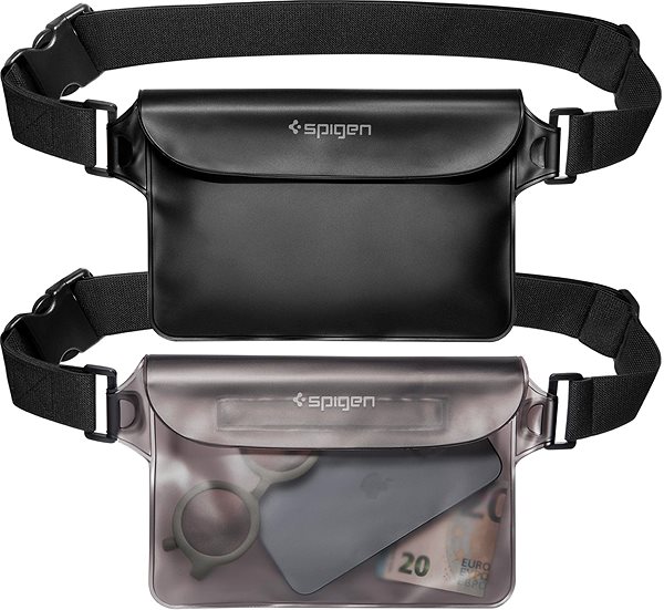 Pouzdro na mobil Spigen Aqua Shield WaterProof Waist Bag A620 2 Pack Black + Transparent Black ...