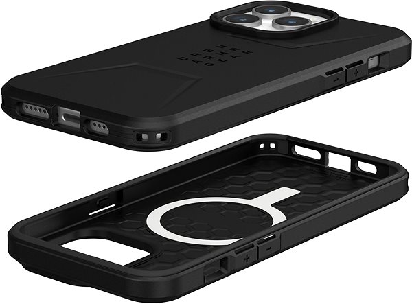 Telefon tok UAG Civilian iPhone 15 Pro Max fekete MagSafe tok ...