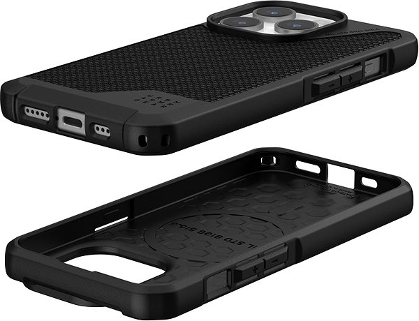Telefon tok UAG Metropolis LT iPhone 15 Pro fekete kevlár MagSafe tok ...