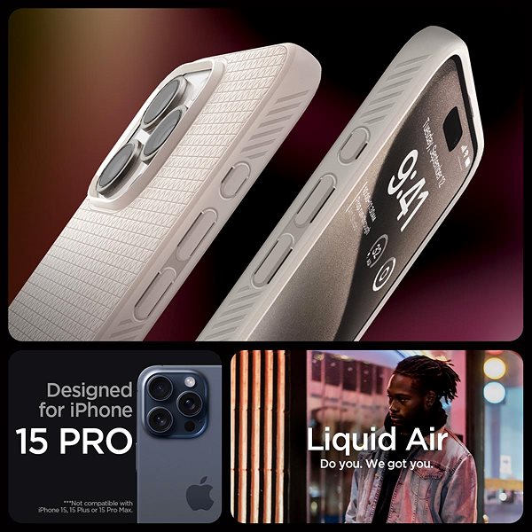 Kryt na mobil Spigen Liquid Air Natural Titanium iPhone 15 Pro ...