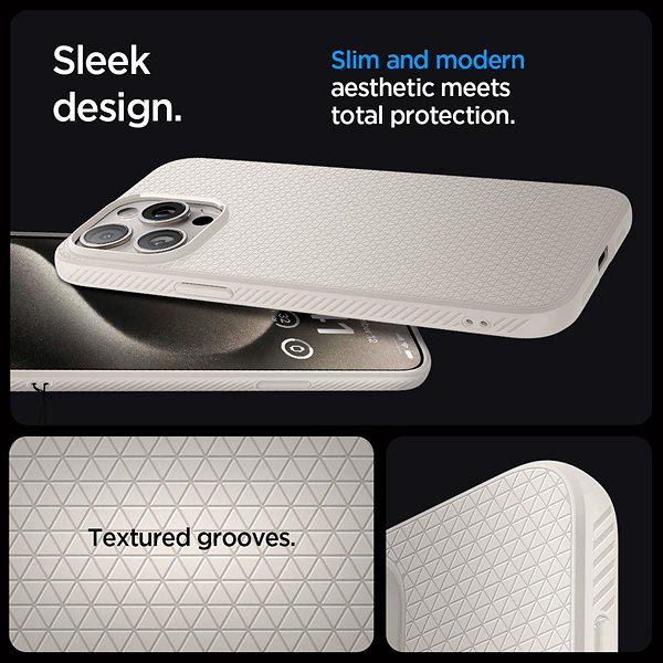 Telefon tok Spigen Liquid Air Natural Titanium iPhone 15 Pro tok ...