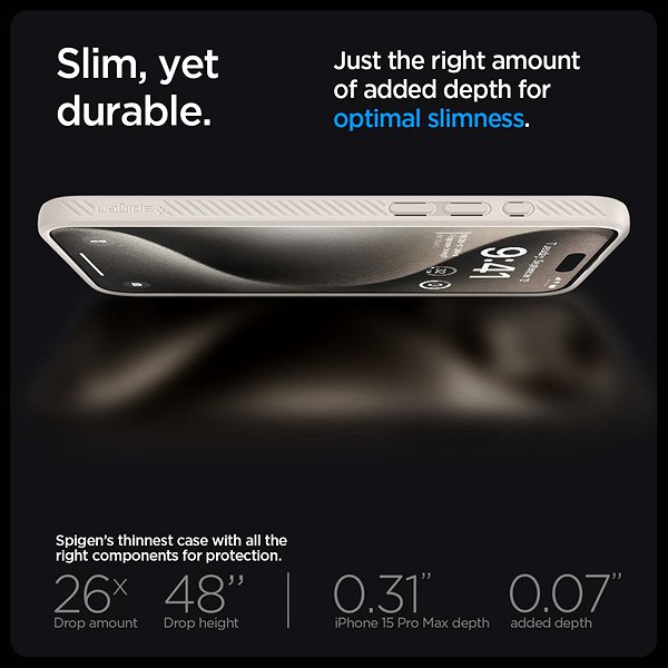 Kryt na mobil Spigen Liquid Air Natural Titanium iPhone 15 Pro Max ...
