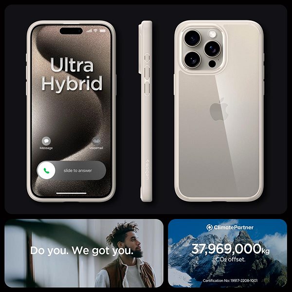 Telefon tok Spigen Ultra Hybrid Natural Titanium iPhone 15 Pro Max tok ...