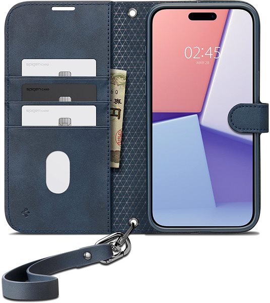 Puzdro na mobil Spigen Wallet S Pro Navy iPhone 15 Pro ...