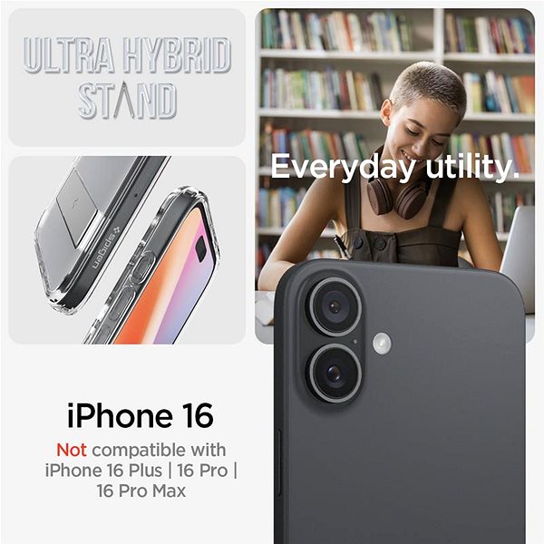 Telefon tok Spigen Ultra Hybrid S Crystal Clear iPhone 16 MagSafe tok ...