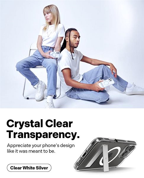 Handyhülle Caseology by Spigen Capella MagSafe Kickstand Clear White iPhone 16 Pro Max ...