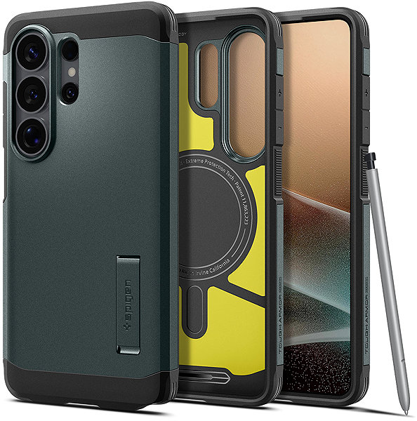 Telefon tok Spigen Tough Armor MagSafe Abyss Green Samsung Galaxy S26 Ultra tok ...