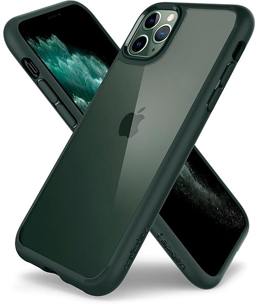 Telefon tok Spigen Ultra Hibrid Midnight Green iPhone 11 Pro zöld tok ...
