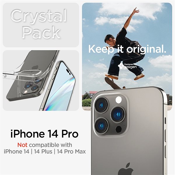 Handyhülle Spigen Crystal Pack Crystal Clear Cover für das iPhone 14 Pro ...