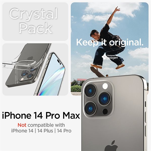 Handyhülle Spigen Crystal Pack Crystal Clear Cover für das iPhone 14 Pro Max ...