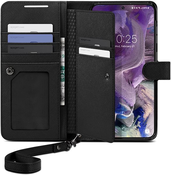Kryt na mobil Spigen Wallet S Plus Black Samsung Galaxy S23 ...