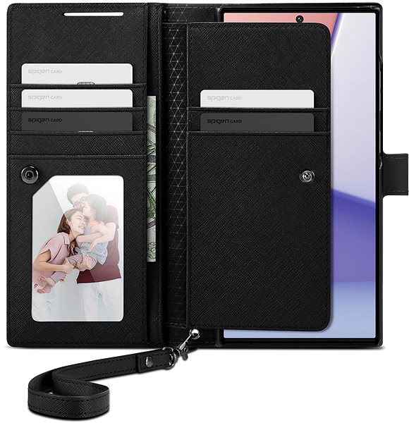 Handyhülle Spigen Wallet S Plus Black Cover für Samsung Galaxy S23 Ultra ...