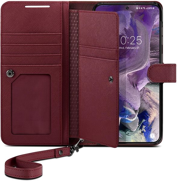 Handyhülle Spigen Wallet S Plus Burgundy Cover für Samsung Galaxy S23 ...