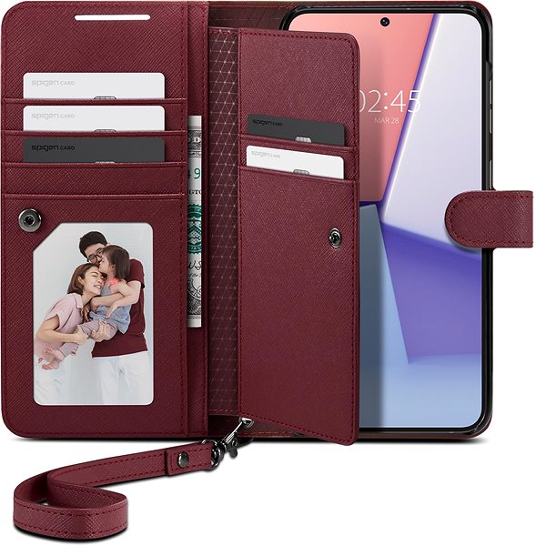 Handyhülle Spigen Wallet S Plus Burgundy Cover für Samsung Galaxy S23+ ...