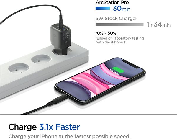 AC Adapter Spigen PowerArc ArcStation Black USB-C PD 3.0 20W ...