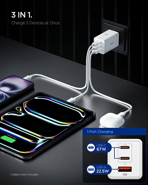 Netzladegerät Spigen Essential 67 W Wall Charger EE673EU White ...