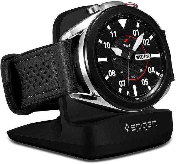 Uhr-Ladegerät Spigen S352 Night Stand Black Samsung Galaxy Watch 3/4, 4 Classic, Watch Active 1/2 ...