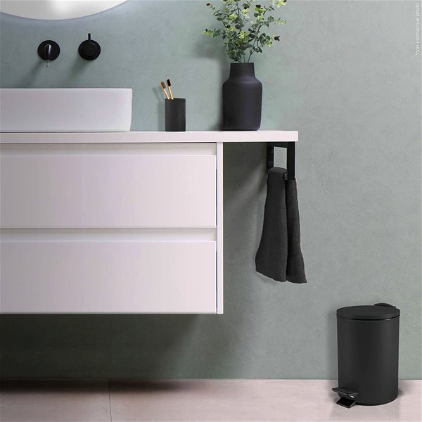 Rubbish Bin Spirella pedal bin Adelar, matt black, steel, 5 l ...