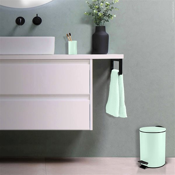 Rubbish Bin Spirella pedal bin Adelar, matt light green, steel, 3 l ...