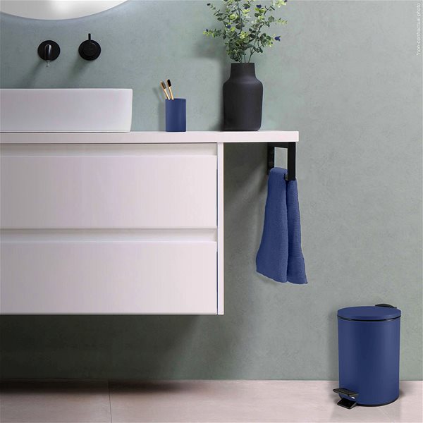 Rubbish Bin Spirella pedal bin Adelar, matt blue, steel, 3 l ...