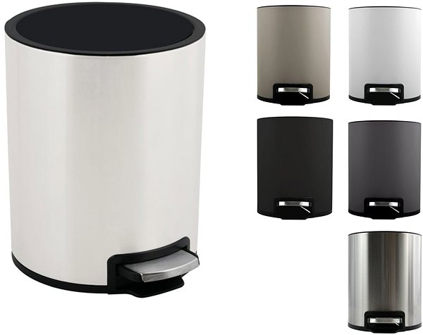 Rubbish Bin Pedal bin Riku, matt white, steel, 3 l ...