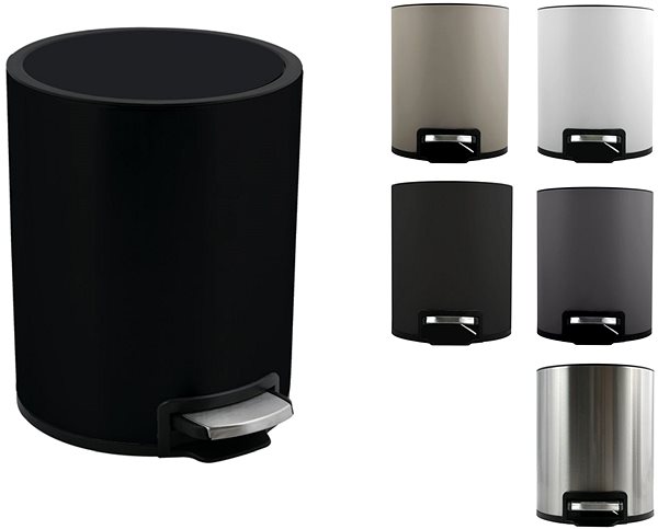 Rubbish Bin Pedal bin Riku, matt black, steel, 3 L ...