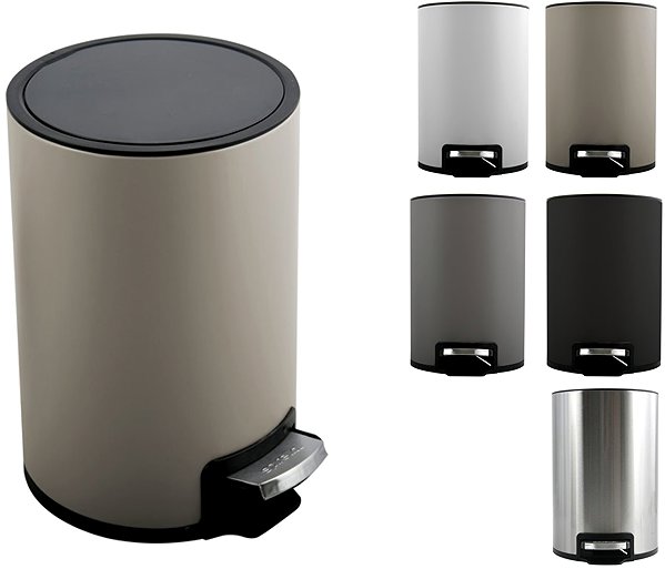 Rubbish Bin Pedal bin Riku, grey-brown, steel, 5 l ...
