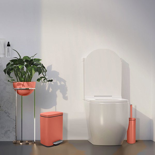 Rubbish Bin Spirella pedal bin Akira, matt terracotta, steel, 5 l ...