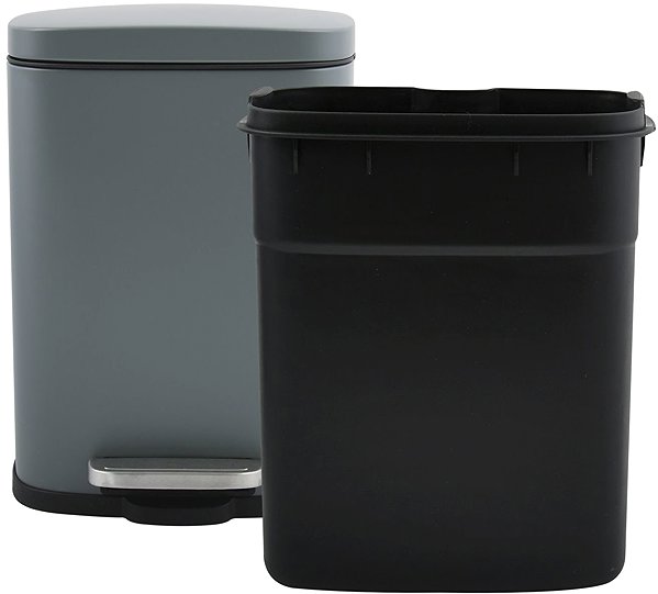 Rubbish Bin Spirella pedal bin Akira, matt grey, steel, soft-close, 12 l ...