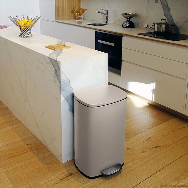 Rubbish Bin Spirella pedal bin Akira, matt grey-brown, steel, soft-close, 30 l ...